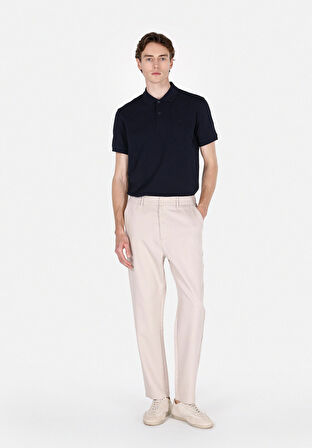 Regular Fit Polo Yaka Düz Erkek Lacivert Kısa Kol Tişört