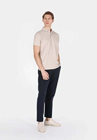 Regular Fit Polo Yaka Düz Erkek Bej Kısa Kol Tişört Cl1073960