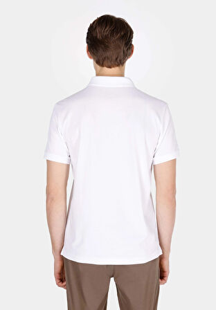 Regular Fit Polo Yaka Düz Erkek Beyaz Kısa Kol Tişört Cl1073960