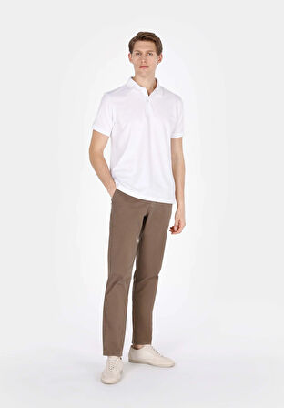 Regular Fit Polo Yaka Düz Erkek Beyaz Kısa Kol Tişört Cl1073960