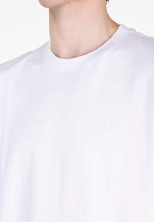 Regular Fit Yuvarlak Yaka Düz Erkek Beyaz Kısa Kol Tişört Cl1073963