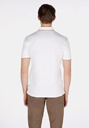 Slim Fit Polo Yaka Düz Erkek Beyaz Kısa Kol Tişört Cl1073964