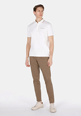 Slim Fit Polo Yaka Düz Erkek Beyaz Kısa Kol Tişört Cl1073964