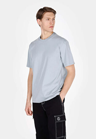 Comfort Fit Yuvarlak Yaka Düz Erkek Mavi Kısa Kol Tişört Cl1073965