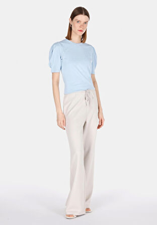 Slim Fit   Kadın Mavi Kısa Kol Tişört Cl1073974