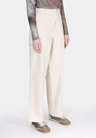 Regular Fit Yüksel Bel Geniş Paça Kadın Bej  Pantolon Cl1073981