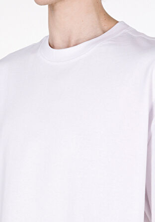 Oversize Fit Yuvarlak Yaka Düz Erkek Beyaz Kısa Kol Tişört Cl1073990