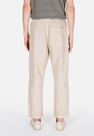 Relaxed Fit Orta Bel Bol Paça Erkek Bej  Pantolon