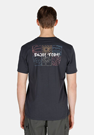 Regular Fit Yuvarlak Yaka Düz Erkek Gri Kısa Kol Tişört