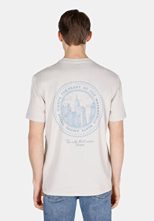 Comfort Fit Yuvarlak Yaka Düz Erkek Gri Kısa Kol Tişört