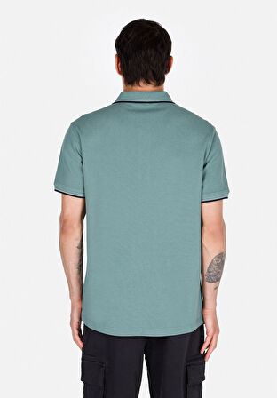 Regular Fit Polo Yaka Düz Erkek Yeşil Kısa Kol Tişört