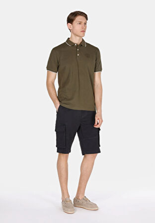 Regular Fit Polo Yaka Düz Erkek Yeşil Kısa Kol Tişört
