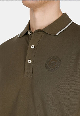 Regular Fit Polo Yaka Düz Erkek Yeşil Kısa Kol Tişört