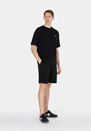 Regular Fit Orta Bel Düz Erkek Siyah Şort