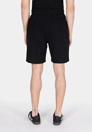 Regular Fit Orta Bel Düz Erkek Siyah Şort