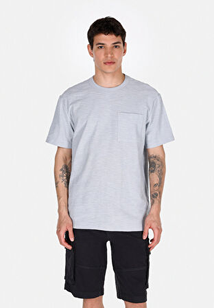 Comfort Fit Yuvarlak Yaka Düz Erkek Mavi Kısa Kol Tişört