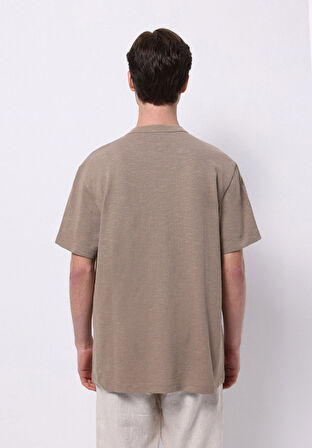 Comfort Fit Yuvarlak Yaka Düz Erkek Gri Kısa Kol Tişört