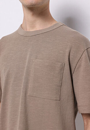 Comfort Fit Yuvarlak Yaka Düz Erkek Gri Kısa Kol Tişört