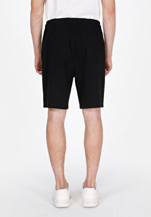 Regular Fit Orta Bel Düz Erkek Siyah Şort