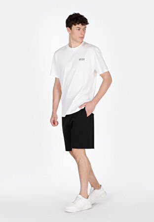 Regular Fit Orta Bel Düz Erkek Siyah Şort