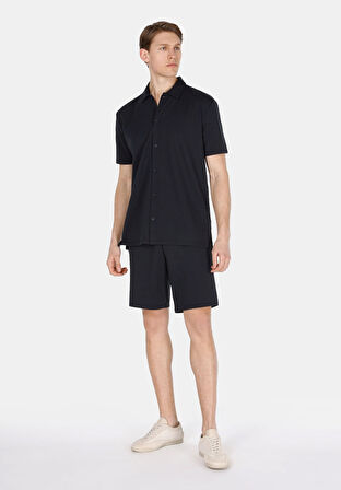 Regular Fit Polo Yaka Düz Erkek Lacivert Kısa Kol Tişört