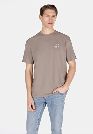 Comfort Fit Yuvarlak Yaka Düz Erkek Gri Kısa Kol Tişört Cl1074204