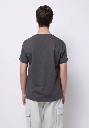 Regular Fit Yuvarlak Yaka Düz Erkek Gri Kısa Kol Tişört