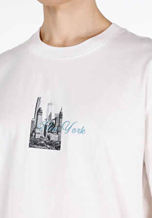 Comfort Fit Yuvarlak Yaka Düz Erkek Beyaz Kısa Kol Tişört