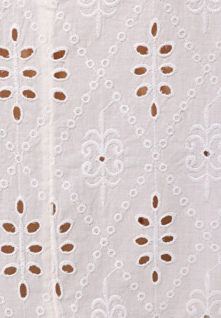 Regular Fit Yuvarlak Yaka Nakışlı Kadın Ekru Kolsuz Gömlek