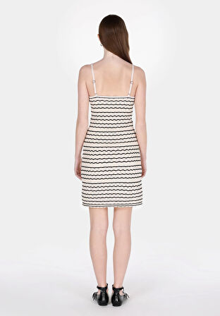 Slim Fit Düz Kadın Ekru Askılı Elbise