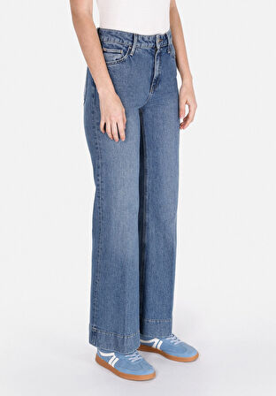 793 Marıssa Regular Fit Yüksel Bel Geniş Paça Kadın Mavi Jean Pantolon Cl1074394