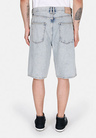 Loose Fit Orta Bel Düz Erkek Denim Jean Şort