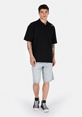 Loose Fit Orta Bel Düz Erkek Denim Jean Şort