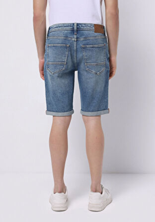 Straight Fit Düşük Bel Düz Erkek Denim Jean Şort