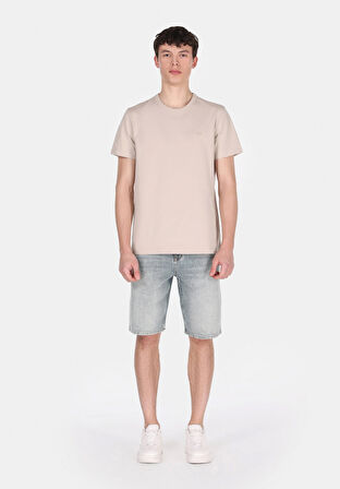 Loose Straight Fit Orta Bel Düz Erkek Koyu Mavi Jean Şort