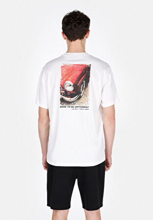 Comfort Fit Yuvarlak Yaka Düz Erkek Beyaz Kısa Kol Tişört