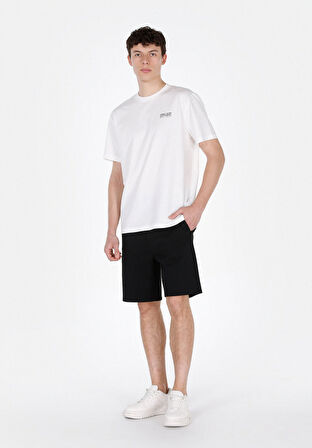 Comfort Fit Yuvarlak Yaka Düz Erkek Beyaz Kısa Kol Tişört