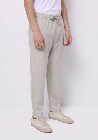 Slim Fit Orta Bel Uzun Paça Erkek Bej  Pantolon