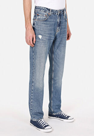 045 Davıd Regular Fit   Erkek Mavi Jean Pantolon Cl1074500