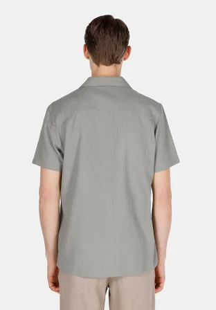 Regular Fit Shirt Neck Düz Erkek Yeşil Kısa Kol Gömlek