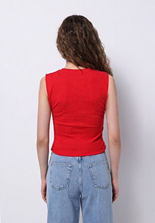 Slim Fit  Kolsuz Kadın Kirmizi Atlet