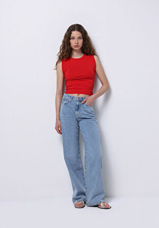 Slim Fit  Kolsuz Kadın Kirmizi Atlet