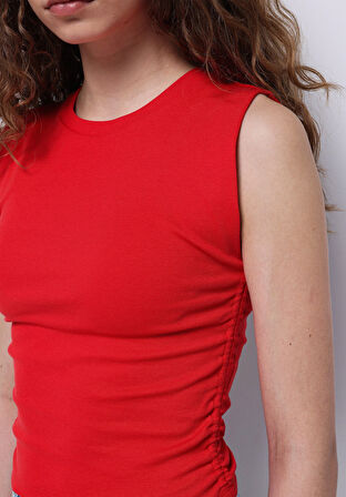 Slim Fit  Kolsuz Kadın Kirmizi Atlet