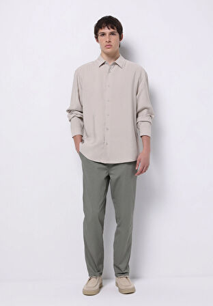 Comfort Fit Orta Bel Uzun Paça Erkek Yeşil  Pantolon