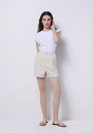 Regular Fit Yuvarlak Yaka Düz Kadın Beyaz Kısa Kol Tişört