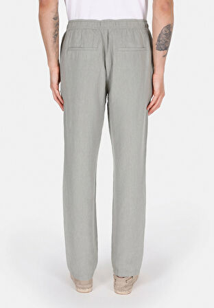 Regular Fit Orta Bel Uzun Paça Erkek Keten Karışımlı Yeşil  Pantolon
