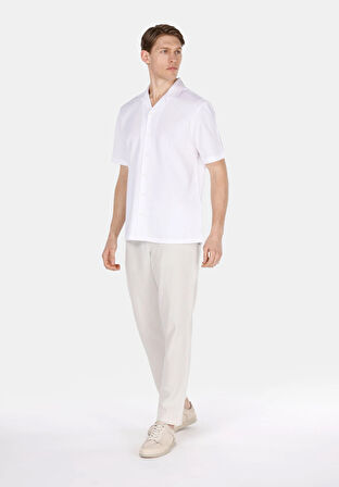 Regular Fit Orta Bel Uzun Paça Erkek Keten Karışımlı Taş  Pantolon