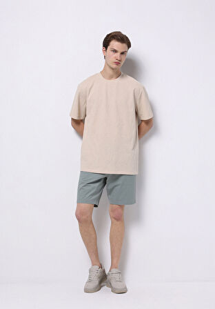 Regular Fit Orta Bel Düz Erkek Yeşil Şort