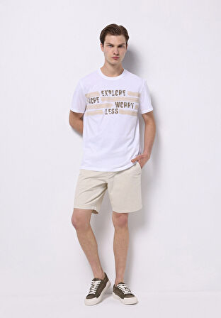 Regular Fit Orta Bel Düz Erkek Taş Şort