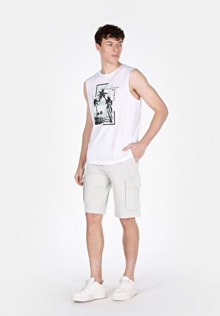 Regular Fit Orta Bel Düz Erkek Taş Şort